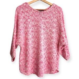 That Woman! Bright Pink Cotton Blend Dolman Sleeve Beach Sweater Women's Size L